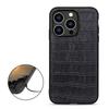 For iPhone 15 Pro Anti-Scratch Shell Crocodile Texture Genuine Cow Leather+TPU+PC Phone Case Phone Cover