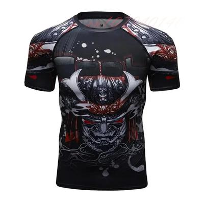 Novas camisetas com estampas 3D masculinas, manga curta, treino, corpo, compressão, camisa