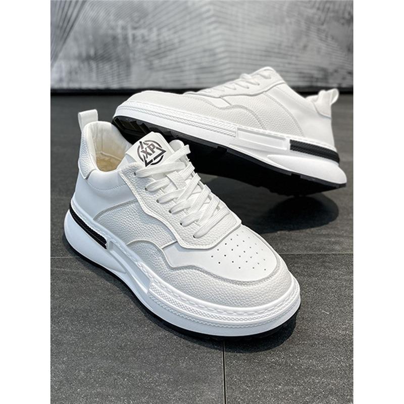 Spring New Leather Lightweight Sports Shoes Platform-soled Versatile Men's Shoes Men's Comfortable Little White Shoes Casual Shoes Qs