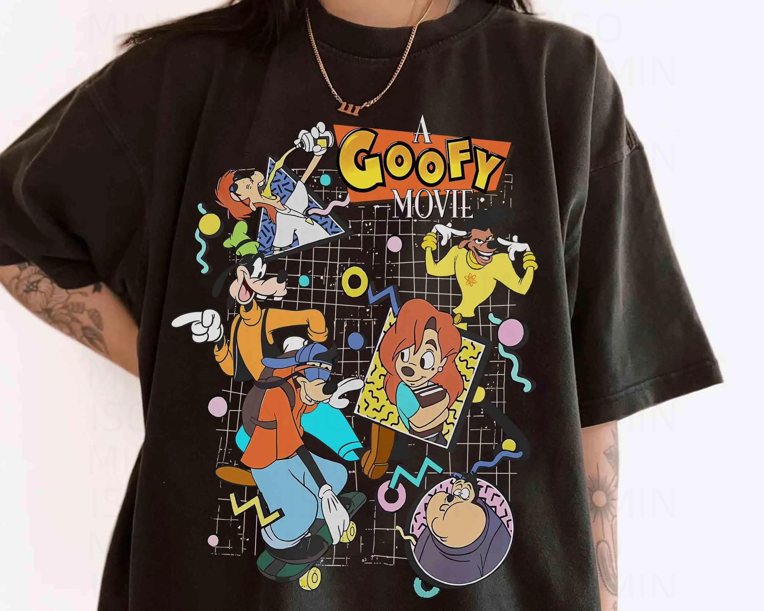 90s A Goofy Movie Characters Group Tshirt    Powerline Max Goof Roxanne Tee   land Vacation Family 2025 Trip Gift S