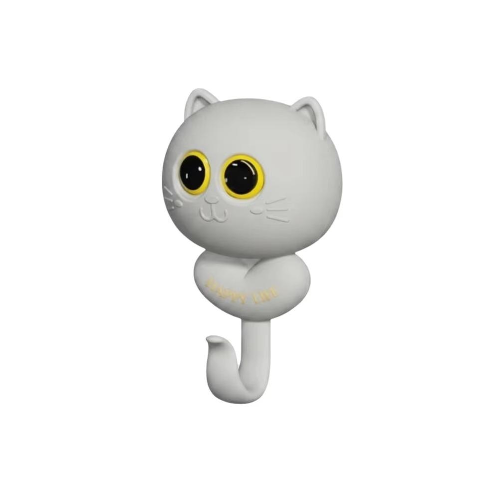 Wall Hanging Cat Blink Eyes Hook Free Punching Key Holder Cartoon Cat Hooks Entrance