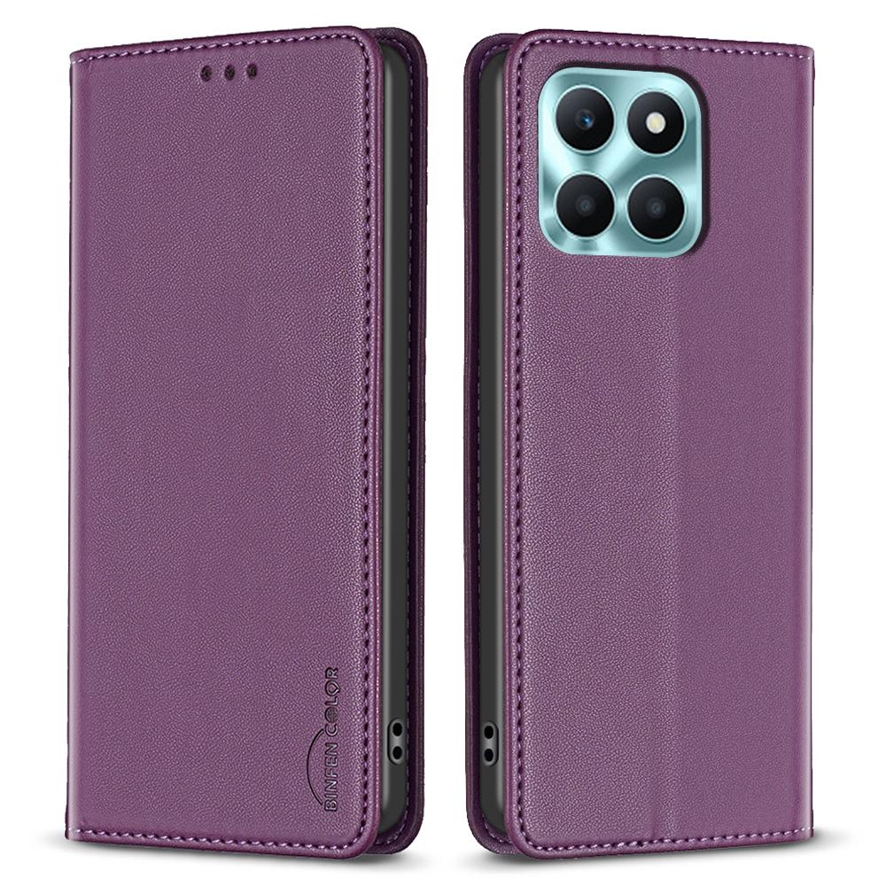

BINFEN COLOR BF18 Чохол для Honor X6a 4G з тримачем для карток, відкидною підставкою, шкіряна обкладинка для телефону Dark Purple