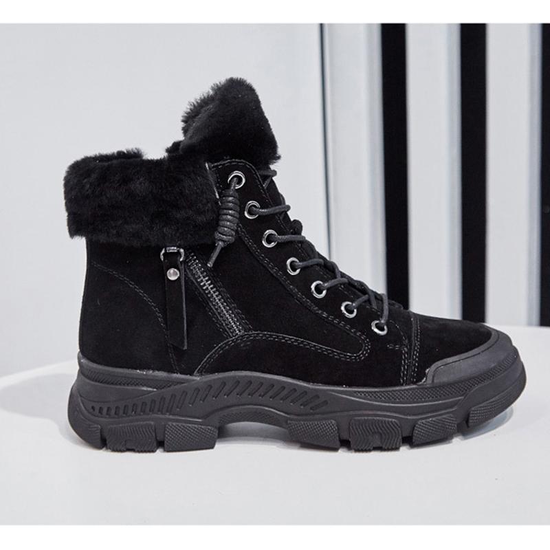 Genuine Leather Winter Shoes Women Snow Boots Thick Sole Warm Plush for Cold Winter Brand Ladies Ankle Boots Black Brown YX4112