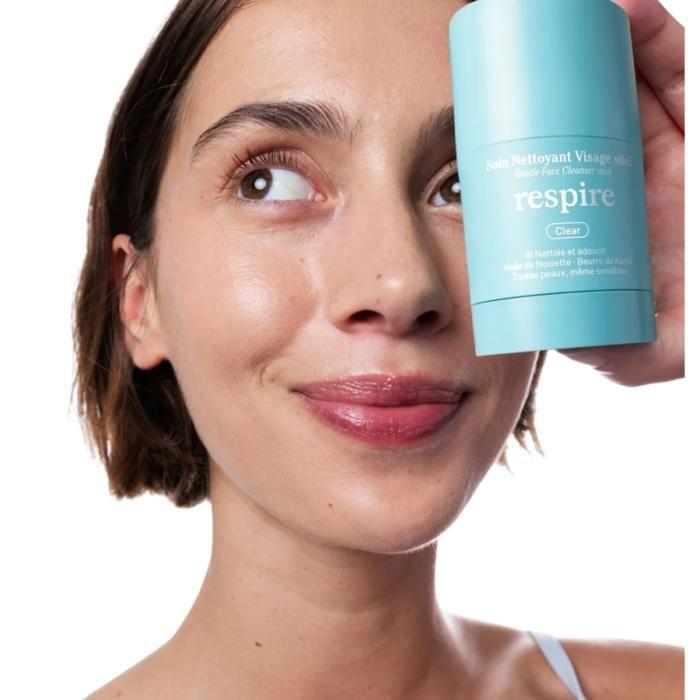 Soin Nettoyant Visage Stick - Respire - 50g - Vegan - Tous types de peau - Nettoyage doux