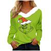 Women's T Shirt Tee Christmas Shirt Long Sleeve Party Christmas Fleece Collar V Neck Top