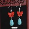 Original cinnabar earrings niche design retro long fringed earrings, natal red earrings for women
