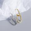 1 Pair Women Earrings Paper Clip Shape Hollow Out Polished Alloy Geometric Bland Style Club Party Commuting Hanging Earrings Ear Jewelry