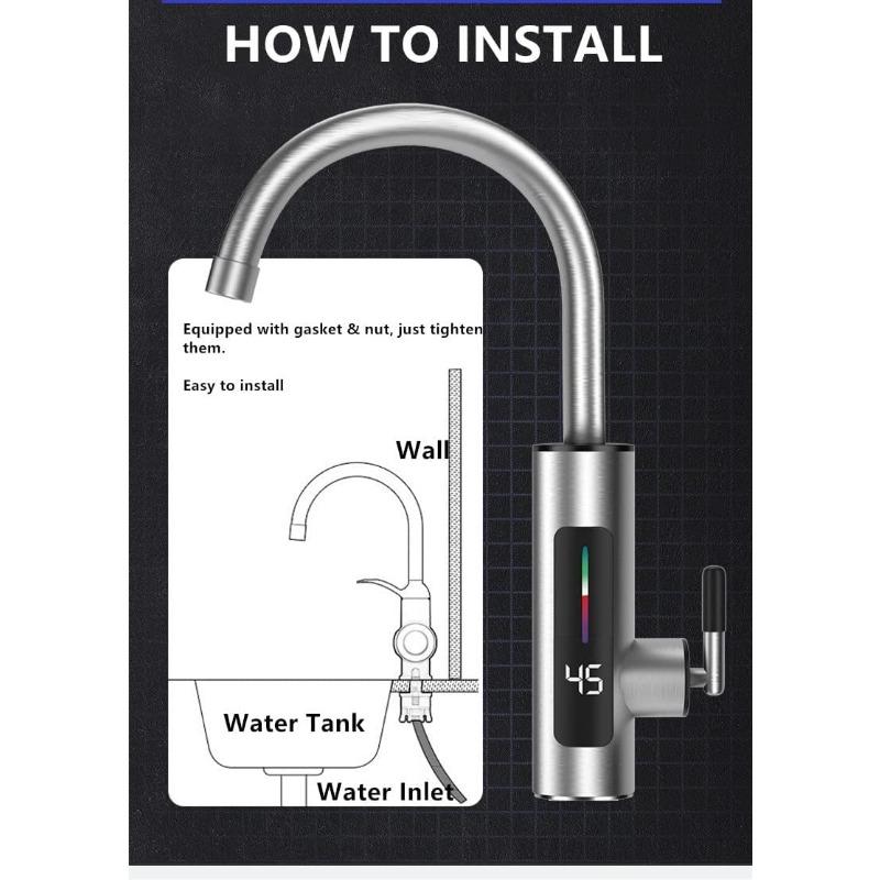 110V Hot Water Heater Faucet Instant Tankless Electric Kitchen Bathroom Fast Heating Tap Water Faucet with LED Digital Display