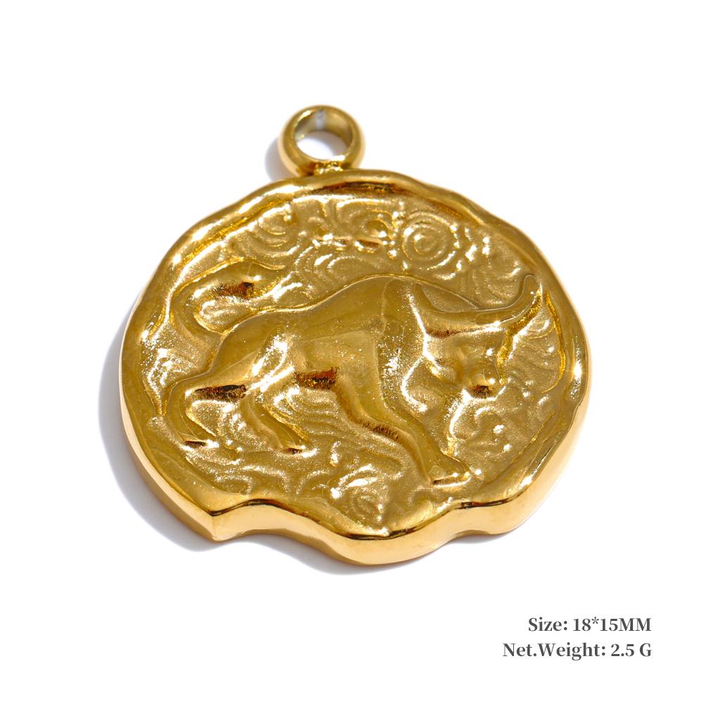 Yhpup Real Gold Plated 12 Constellation Metal Diy Charms For Jewelry Making Bulk Stainless Steel Charm Pendant Accessories