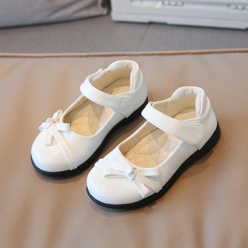 

детские кожаные туфли с бантом, детские одинарные туфли 36 белый