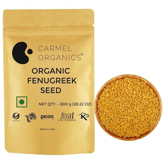 CARMEL ORGANICS Семена пажитника/Семена methi (Целое, 800 грамм) Для роста и здоровья ваших волос, Пажитник сенной, Сертифицировано Jaivik Bharat 800GM
