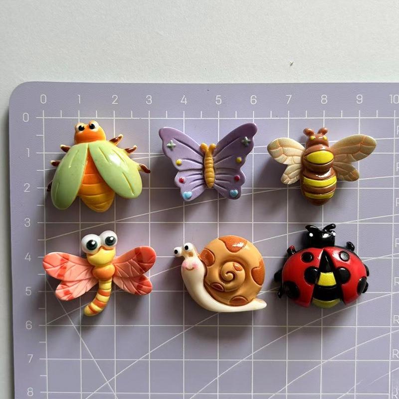 6 pièces Aimants de réfrigérateur amusants Série d'insectes sucrés Papillon Coccinelle Aimant mini réfrigérateur créatif Décoratif
