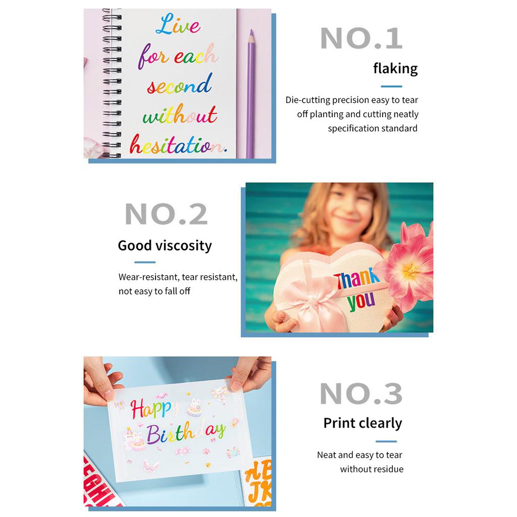 Waterproof DIY English Letter Stickers, Hand Account File Labels, Oil And Scratch Resistant PVC Stickers, Colored English Labels