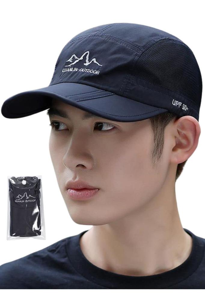 Daction Foldable Running Sports Hat for Men and Perfect for and Sun Protection Cap, Washable, Mesh, Women, Hiking, Baseball, Fishing, Golf, (Navy)