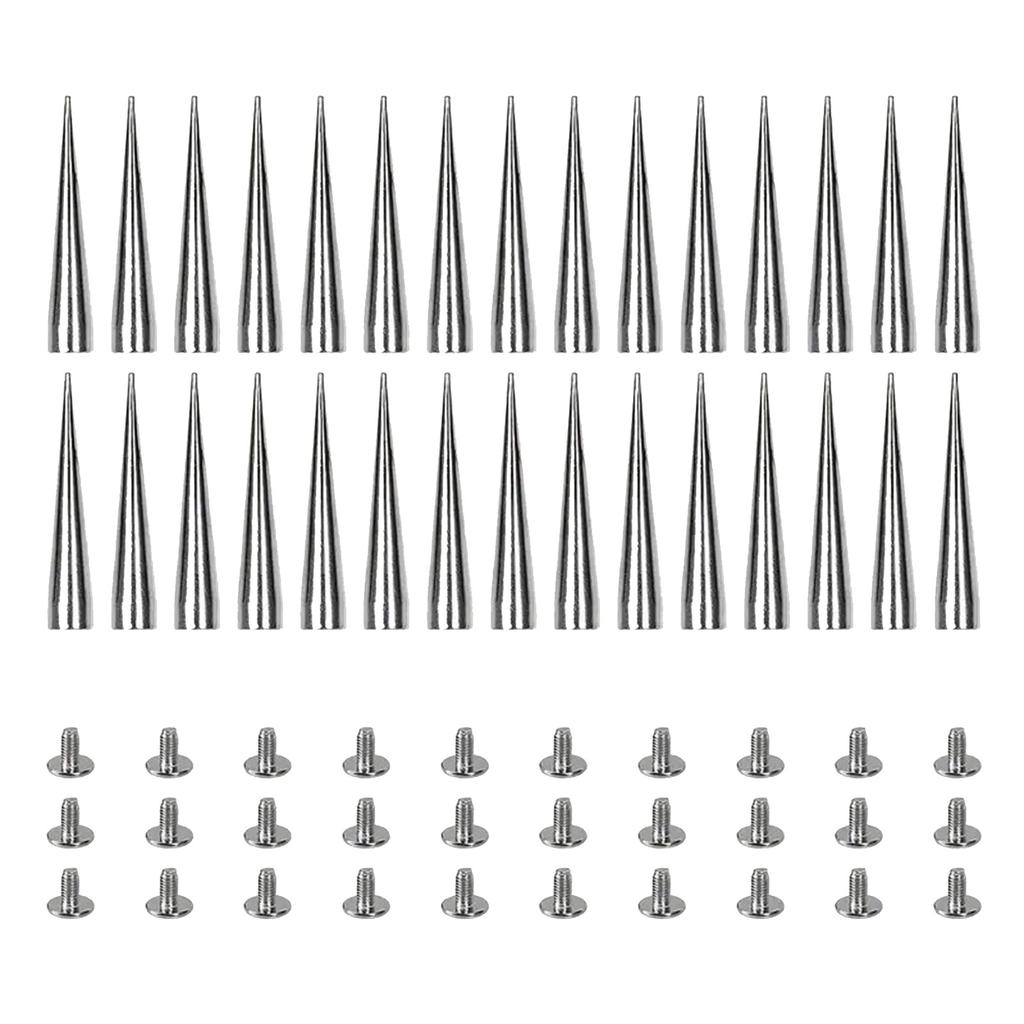 30 Sets Tapered Nails with Tool Boxes for Leather Crafts Metal Tree Cone Spikes Punk Style Clothing Accessories