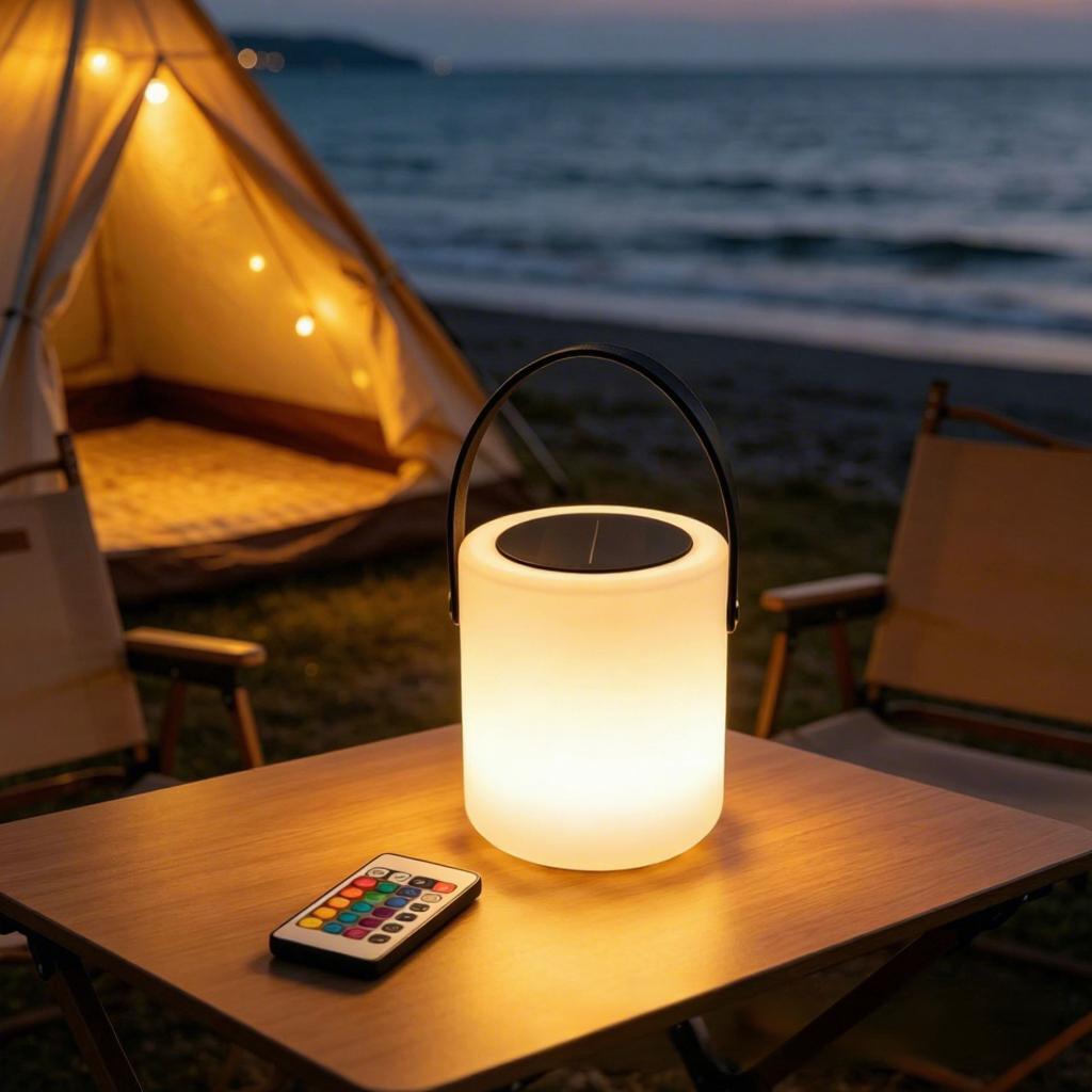 Solar-powered Rechargeable LED Touch Control Dimmable Portable Desk Lamp Small Night Light 16 Colors RGB for Outdoor Camping