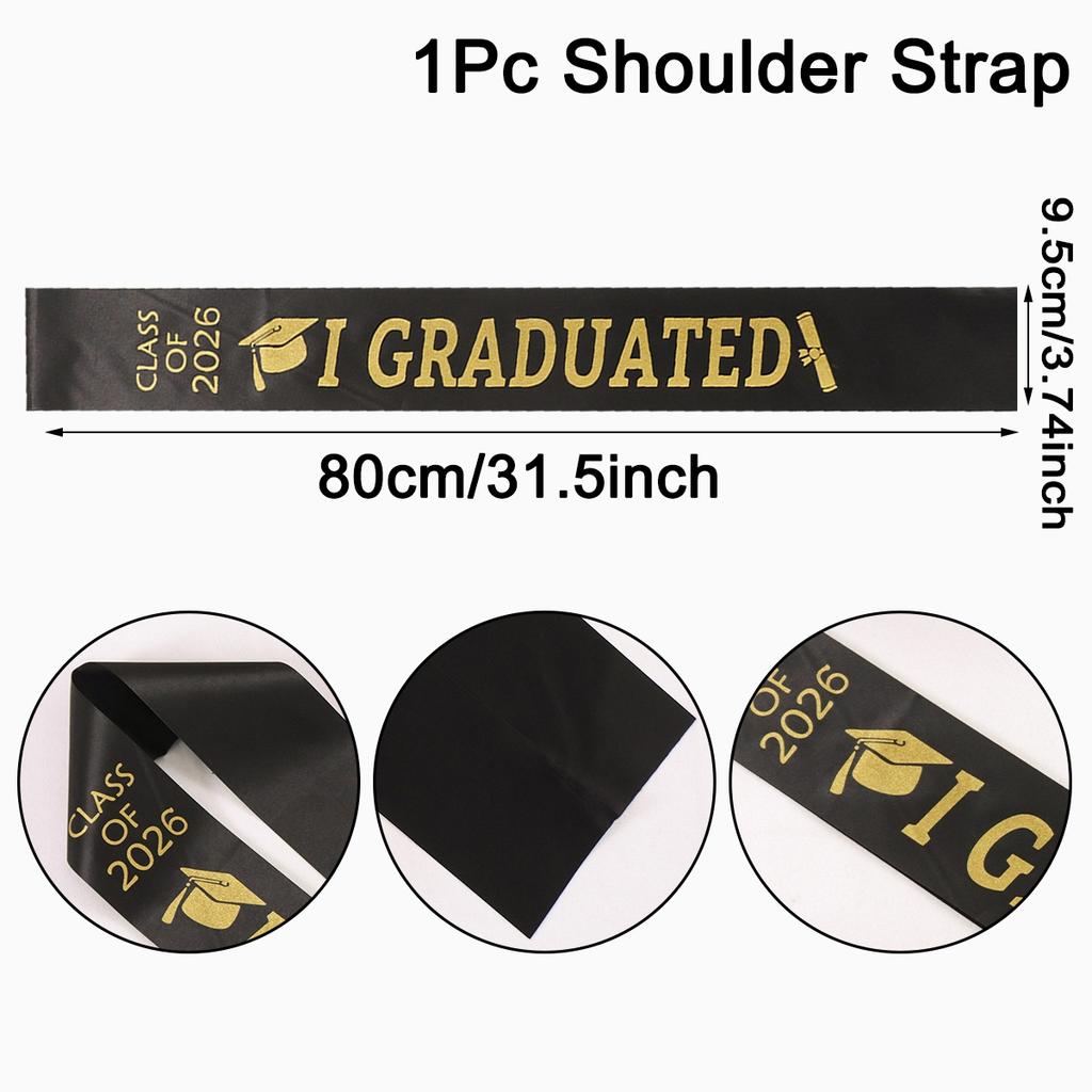 Class of 2026 Graduation Sash I Graduated Printed Stole 4 Color Choices Polyester Sash for Congrats Graduation Party Decorations