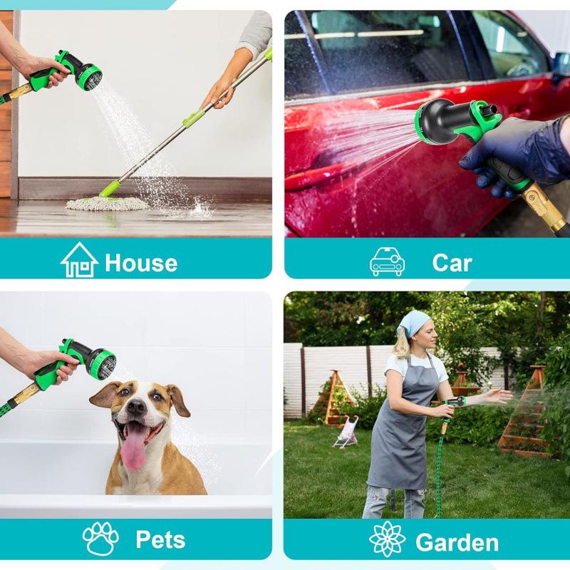 Gedeng 3x Telescopic High-Pressure Garden and Car Wash Water Hose Set with Spray Gun