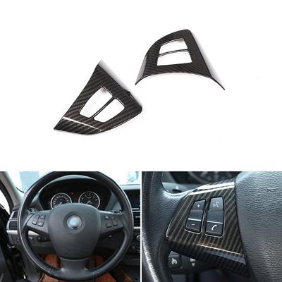 Araba Styling Karbon Fiber Doku İç Direksiyon Paneli Anahtarı Düğmesi Çerçeve Kapak Trim Için BMW X5 E70 2008 -