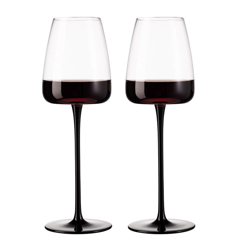 12.8(fl.oz) Pinot Noir Goblet  Crystal Red Wine Glass Black Straight Thin Rod Goblet  Drink Ware Home Bar Suitable For Gifts