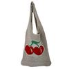 New bag large capacity tote bag cherry bag knitted bag hollow bag shoulder bag woven bag