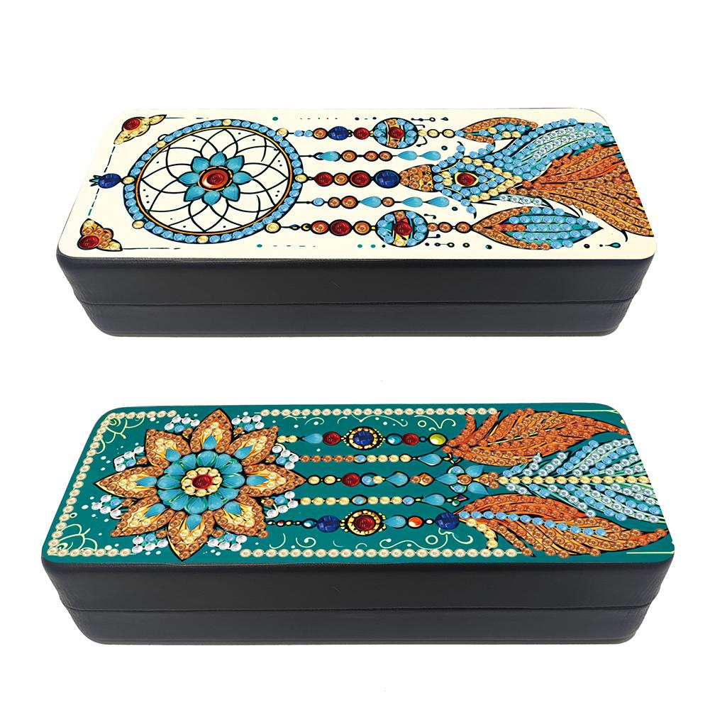 Dream Catcher Diamond Painting Eyeglasses Case Diamond Art Sunglasses Case Rhinestones Sunglasses Storage Box for Men Women