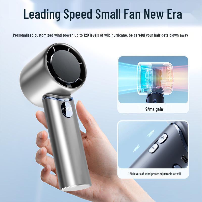 Rechargeable Mini Handheld Fan: Strong Wind & Long Battery Life, Portable with Digital Display for Outdoor Use