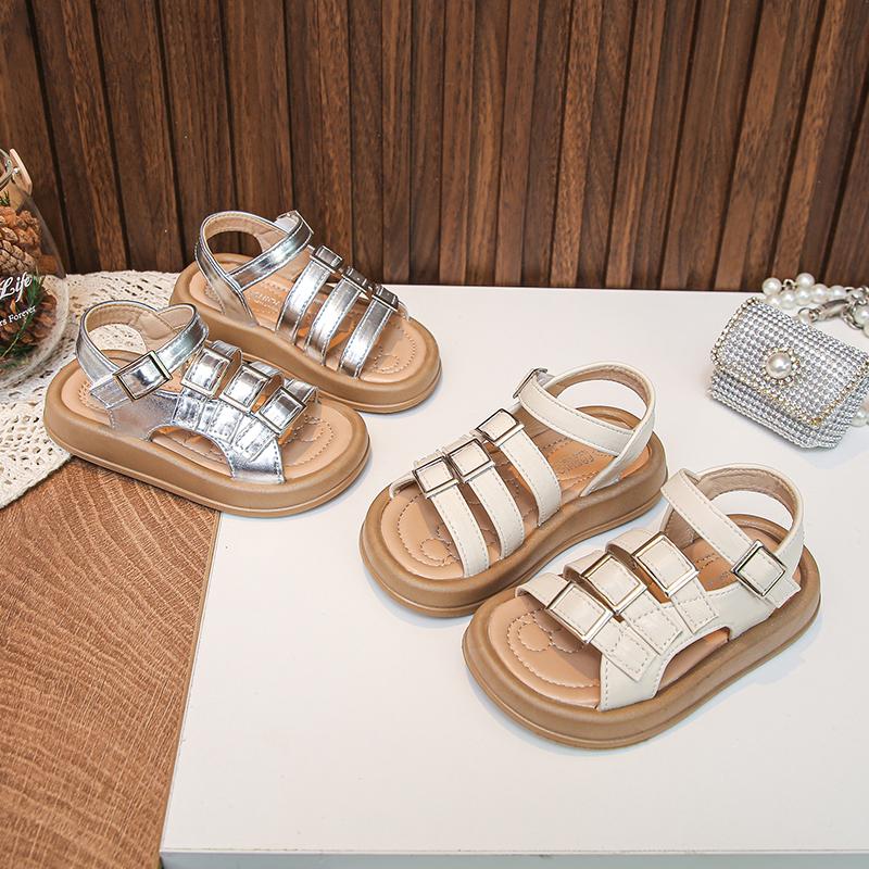 New Fashion Children'S Sandals Girls' Shoes Summer Soft Soles Flat Breathable Non-Slip Soft Versatile Princess Shoes