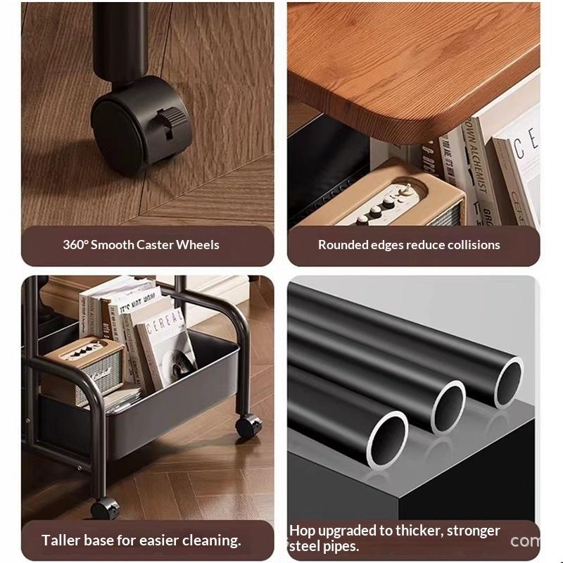 Zweistöckiger rollbarer Nachttisch Nachttischschrank Aufbewahrungsschublade Räder Kleiner Raum Wohnzimmer Schlafzimmer Sofaseitentisch Betttisch