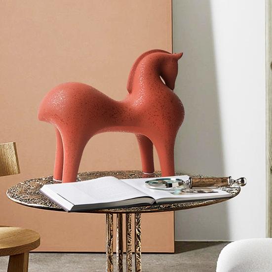 Decorazione per la Casa di Animali Contemporanea Statuetta Astratta di Cavallo in Ceramica, Statua Moderna per Ufficio Decorazione con Texture Satinata, Ornamento Scultura Artistica