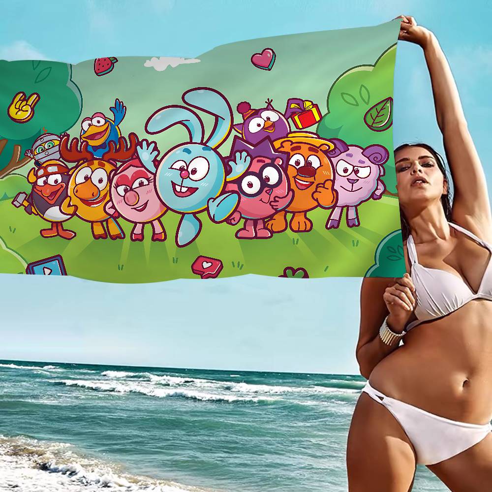 Popular S-Smeshariki Animation Anime Beach Swimming Towel Soft Absorbent Washcloth Children's Gifts For Kids Travel Camping Gym