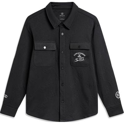 Li Ning Wade Christmas Series Letter Single-Breasted Lapel Loose Jacket Men Jacket Black AFDU001-1