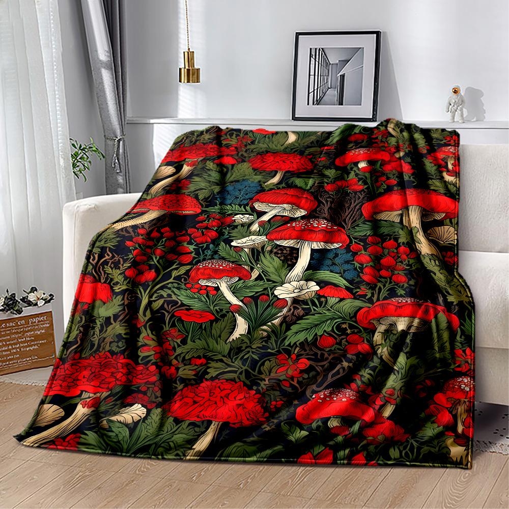 1pc Psychedelic Mushroom Garden blanket Soft and Warm for Sofa Office Camping Travel Livingroom Great Gift for Friends and Family Comfortable