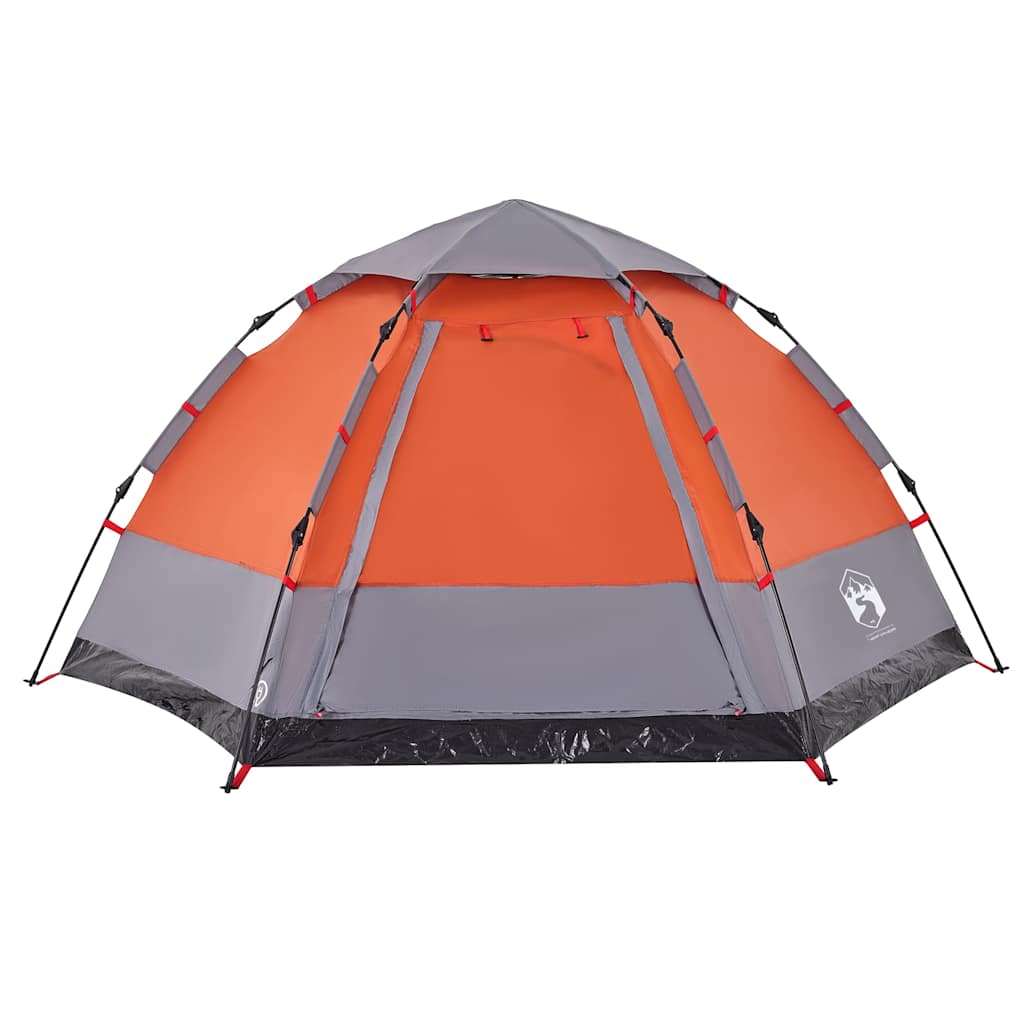 4 Person Camping Tent Grey and Orange Quick Release System