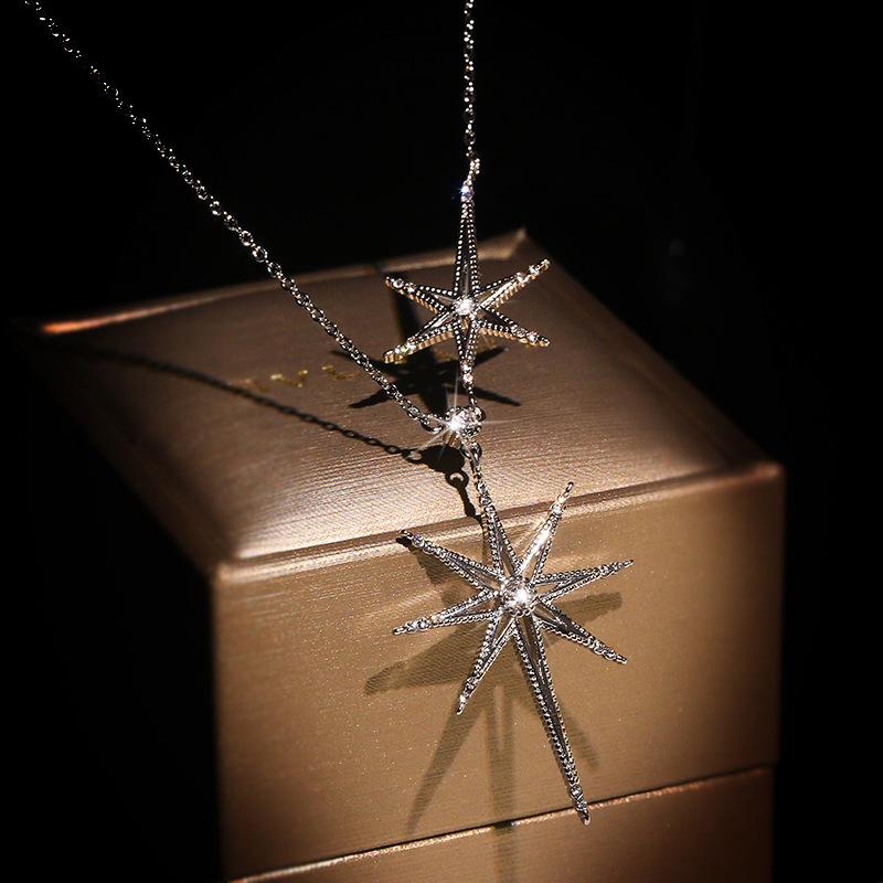 925  female six-pointed star pendant European and American light luxury neck chain star clavicle chain necklace