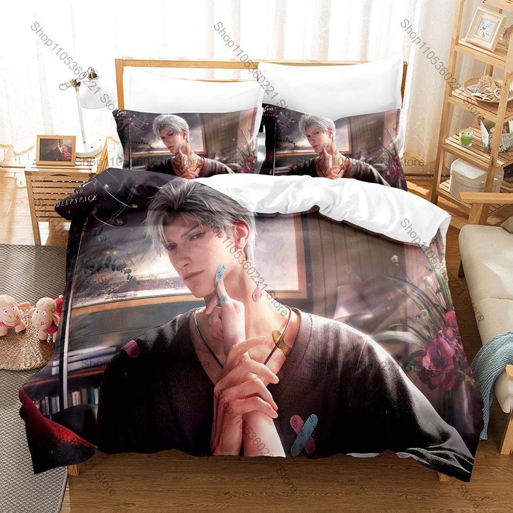 Dreamy Love and Deepspace Linkon City Lemuria Interstellar Character Collage Poster Duvet Cover Set For Otome Game Collectors