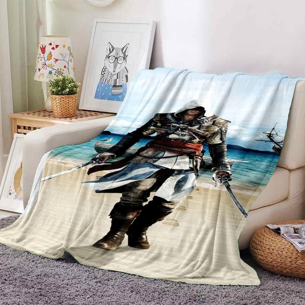 Koc z nadrukiem z motywem Assassin's Creed - Idealny na kanapę, łóżko, podróże i do użytku na zewnątrz | Można prać w pralce, przytulny i trwały.