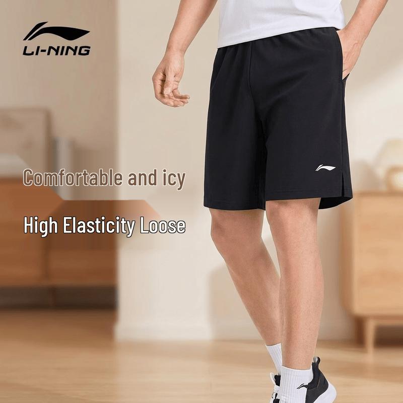 LI-NING Men s Quick-Dry Breathable Summer Sports Shorts чёрный