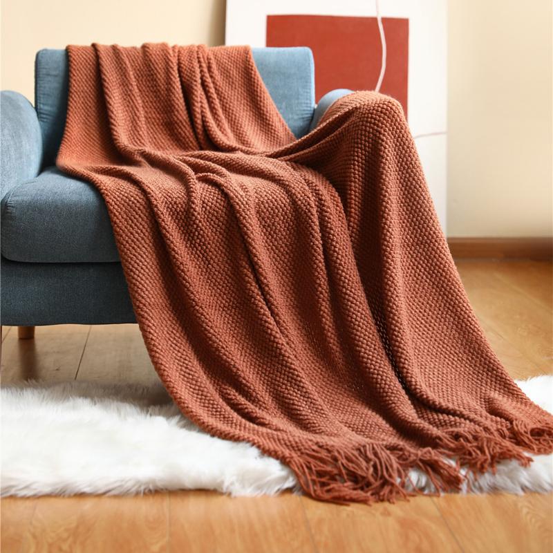 Thickened Solid Color Pineapple Plaid Tassels Blanket Sofa Cover Aircraft Blanket Air Conditioning Blanket Dustproof Cover Cloth