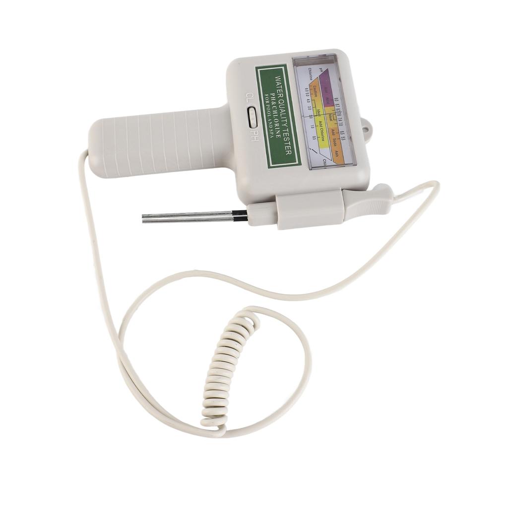 Swimming Pool Water Quality Tester 2 In 1 PH CL2 Detector with Display Screen for Spa Aquarium Hydroponics White
