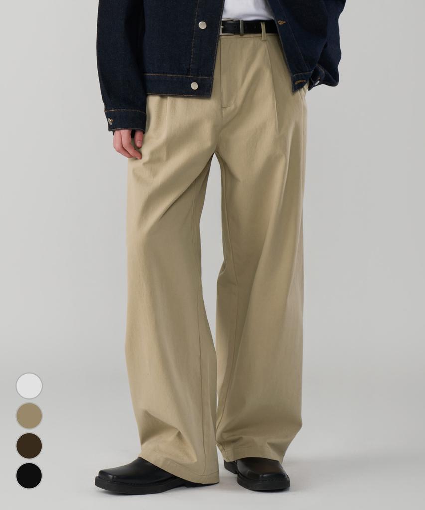 UNTAPPED STUDIO Double-Pleat Wide Chino Cotton Pants 4 Colors