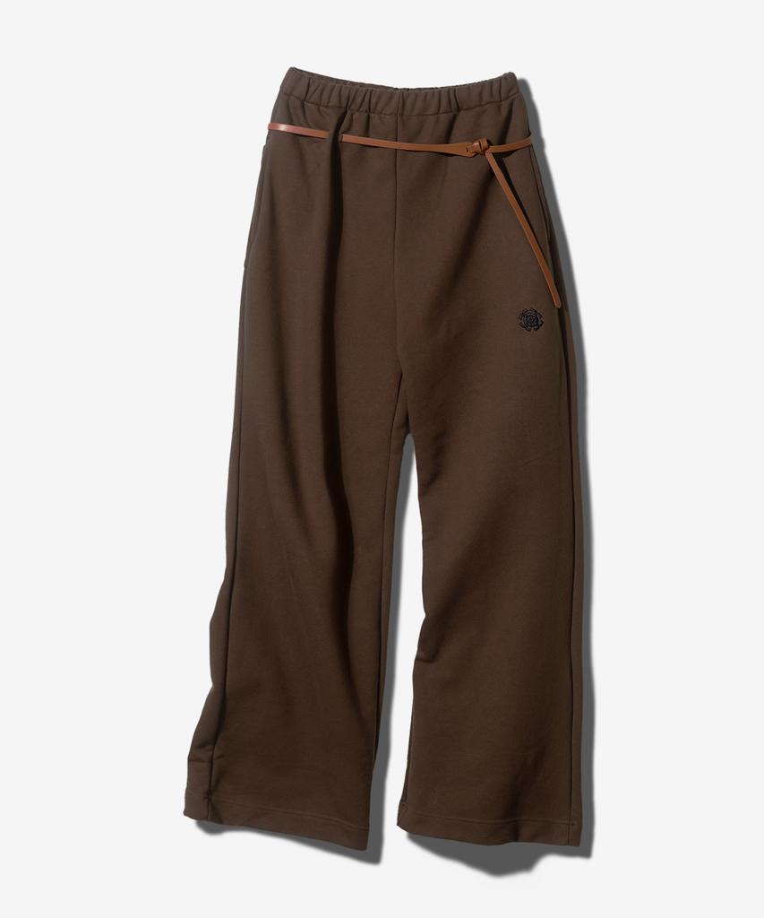 Fanshow (Setup) Pocket Hooded Zipup + Leather Belt Wide Pants- Brown