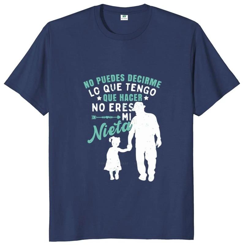 

Футболка с надписью «У меня есть внучка» с забавными надписями на испанском языке, подарок дедушке и папе, винтажные футболки, повседневные футболки из хлопка для мужчин S темно-синий