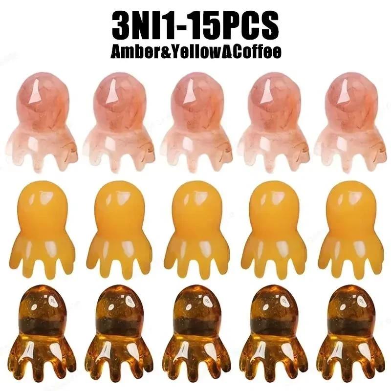 Natural Resin Octopus Acupoint Comb Portable Head Neck Massager for Stress Relief Meridian Therapy Hair Care Tools Gift