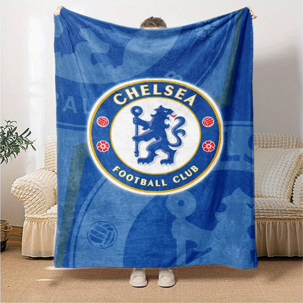 Chelsea Football Club Theme Printed Blanket - Perfect for Couch, Bed, Travel & Outdoor Use | Machine Washable, Cozy & Durable.