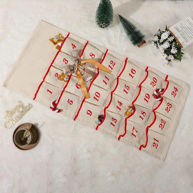 Custom Advent Calendar Hanging Fabric Calendar with Pockets Christmas Countdown for Kids Festive Home Decor Ideal Christmas Gift