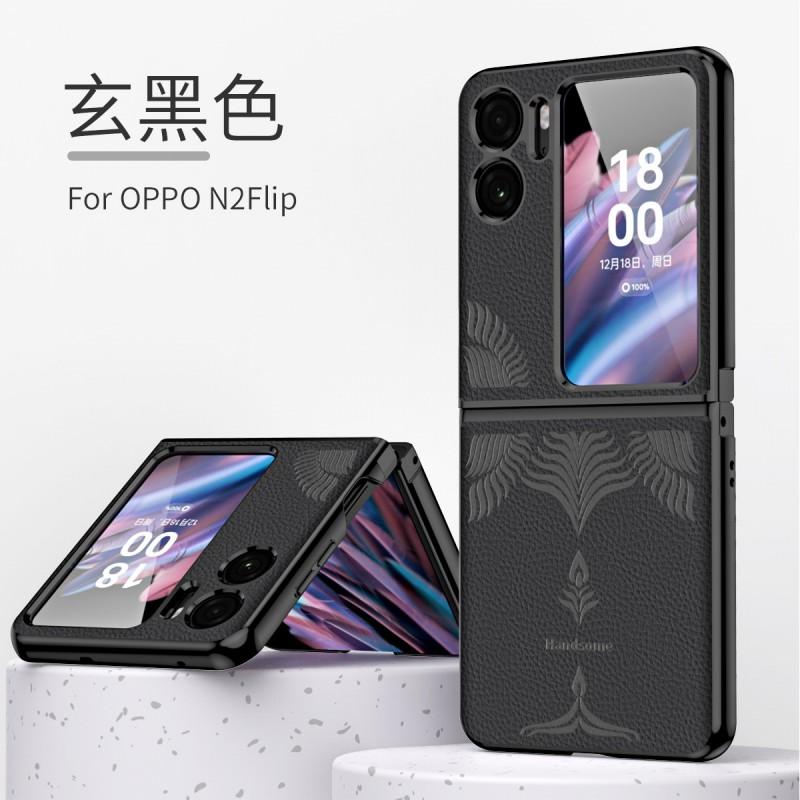 Premium Kunstleder Hülle für OPPO Find N2 Flip Vollständige Abdeckung Galvanisiert Geprägtes Design Stoßfest Kratzfest