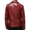 Mens PU Leather Biker Jacket With Notched Collar Slim Fit Fashion Coat In Burgundy Black