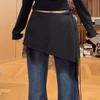 Plus Size Layered Rhinestone Lace Short Skirt for Spring & Autumn, Slimming, Hip-Covering, One-Piece Style.