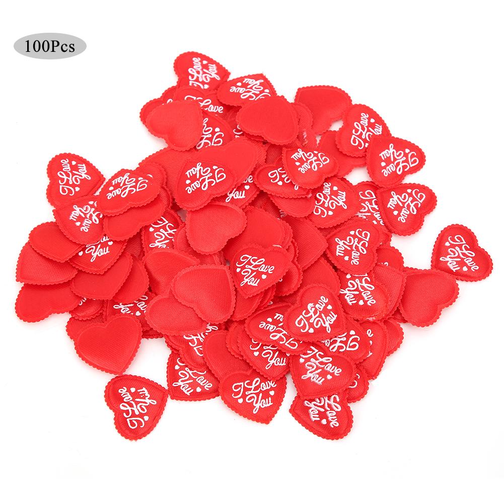 100 Stück Beutel Polyester Schwamm Herzform Deko Valentinstag Hochzeitsfeier Dekoration Ornament(rot )